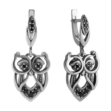 Серьги из серебра с фианитами «Сова»