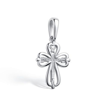 Серебряный православный крест с бриллиантом