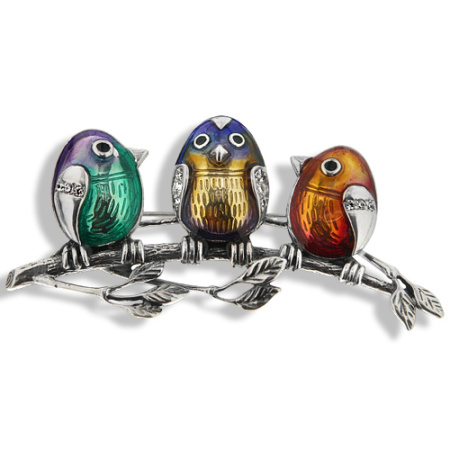 Брошь из серебра «Птички»