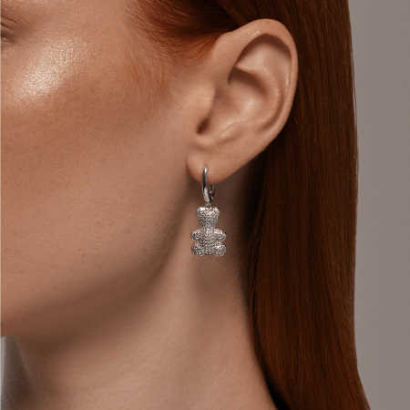 Серьги из серебра с фианитами «Мишка»