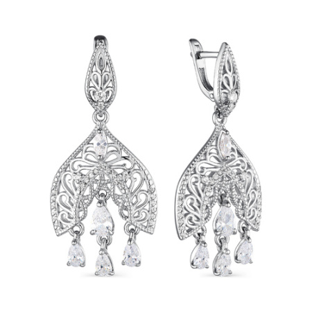 Серьги из серебра с фианитами «Русские царевны» A la Rus
