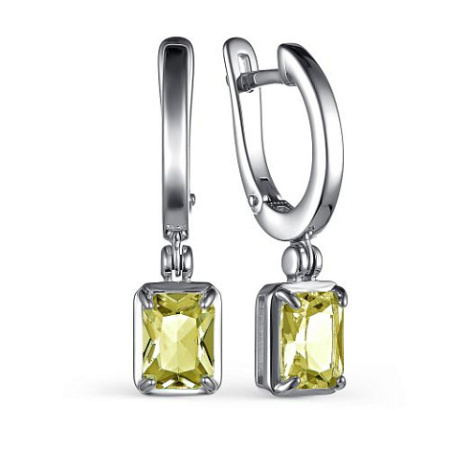 Серьги из серебра с лимонным кварцем