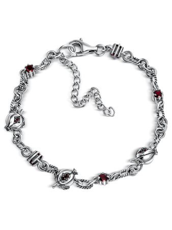 Серебряный браслет ALEXANDRE VASSILIEV с гранатом и марказитами Swarovski