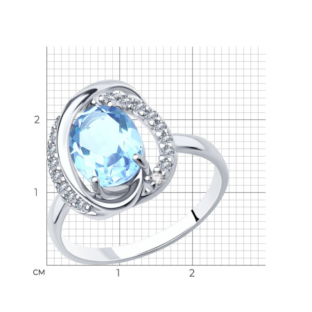 Кольцо из серебра с топазом и фианитами