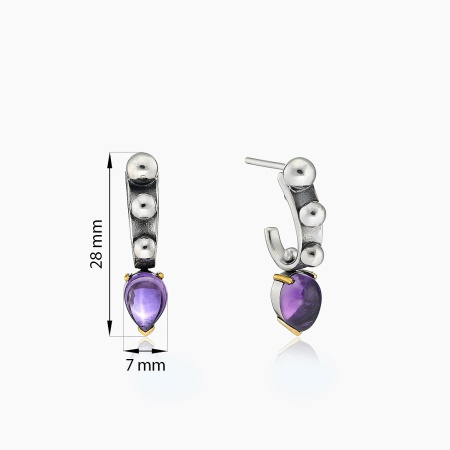 Серьги из серебра с камнем аметист