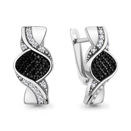 Серебряные серьги с фианитами и нанокристаллами