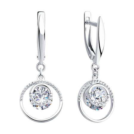 Серьги из серебра с фианитами