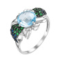 Серебряное кольцо с топазом и фианитами