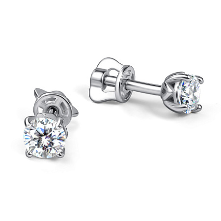 Серьги пусеты из серебра с муассанитом