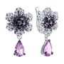 Серебряные серьги с аметистом и фианитами «Цветок»