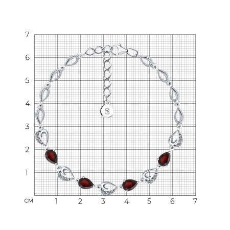 Браслет из серебра с гранатами и фианитами