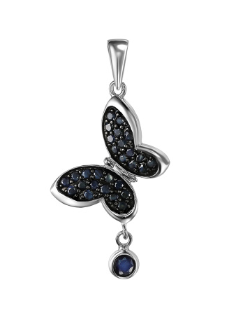 Подвеска из серебра с натуральным сапфиром «Бабочка»