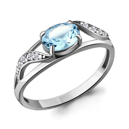 Серебряное кольцо с топазом и фианитами