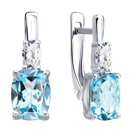 Серьги из серебра с топазами и фианитами