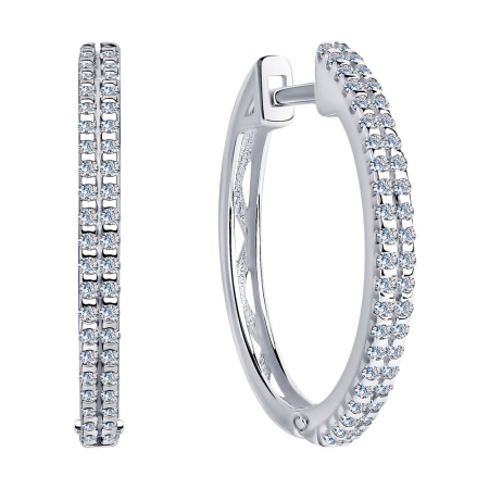 Серьги из серебра с фианитами