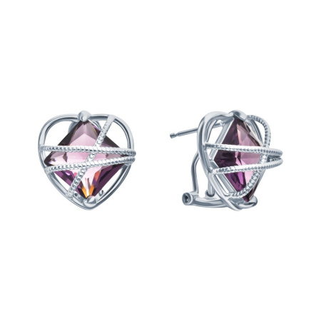Серьги из серебра с ювелирным стеклом