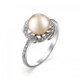 Кольцо из серебра с жемчугом и фианитами