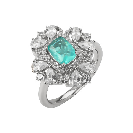 Кольцо из серебра с фианитом и ситаллом