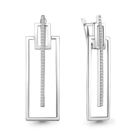 Серьги из серебра с фианитами «Геометрия»