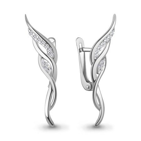 Серьги из серебра с фианитами «Крылья»