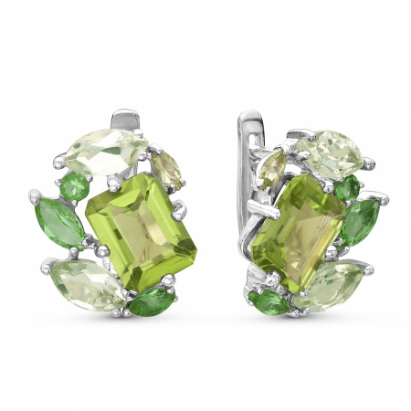 Серебряные серьги с зеленым аметистом