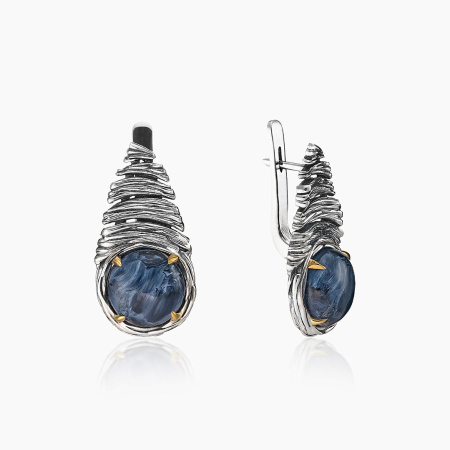 Серьги из серебра «Полярная Завеса» с питерситом