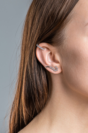 Серьга каффа с фианитами