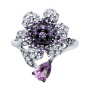 Кольцо из серебра с аметистом и фианитами «Цветок»
