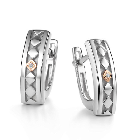 Серебряные серьги с бриллиантом