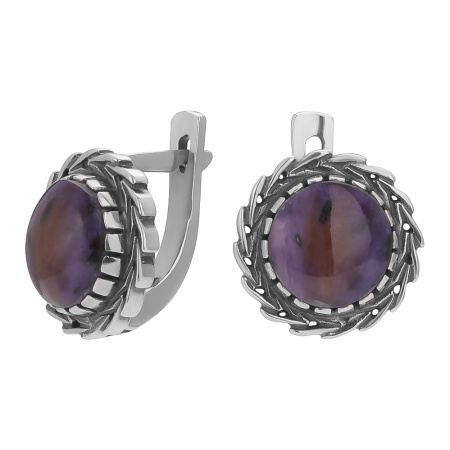 Серебряные серьги «Движение» с чароитом