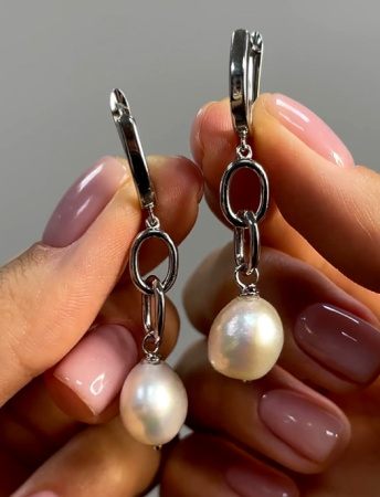 Серьги из серебра с жемчугом