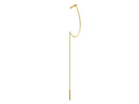 Серебряная серьга - кафф с продевкой в золочении