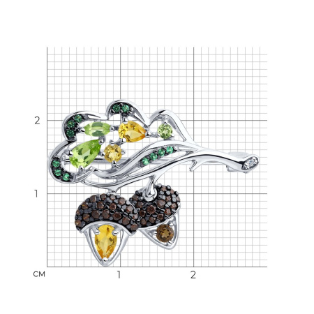 Брошь из серебра с миксом камней