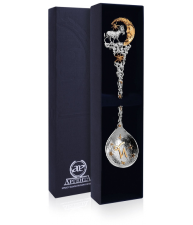 Серебряная ложка «Зодиак Козерог» с позолотой