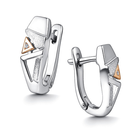 Серебряные серьги с бриллиантом