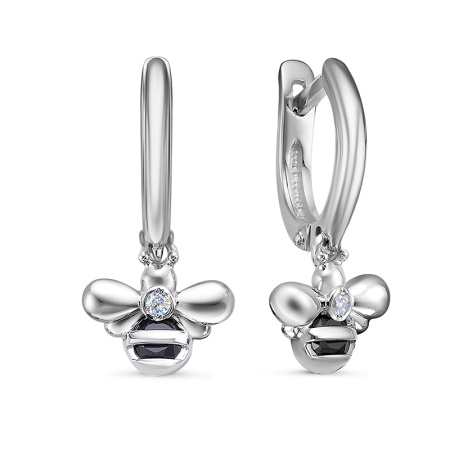 Серебряные серьги с фианитами «Пчелки»