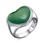 Кольцо из серебра с зеленым агатом «Сердце»