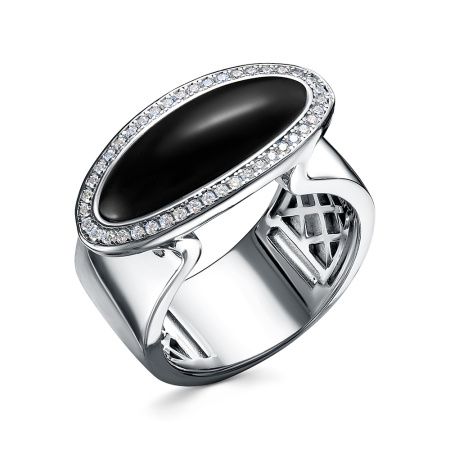 Серебряное кольцо с черным ониксом
