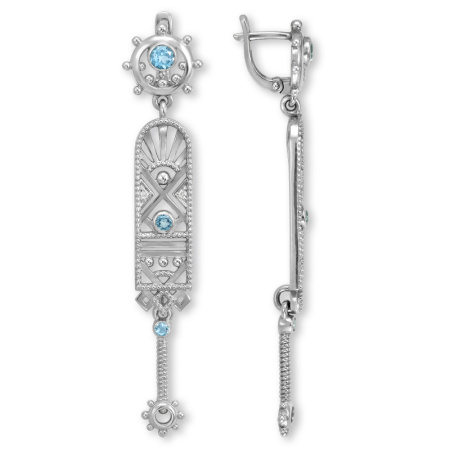 Серебряные серьги с фианитами и топазами