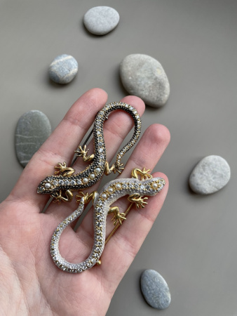 Брошь из серебра «Ящерица»