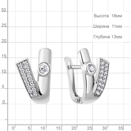 Серьги из серебра с фианитами