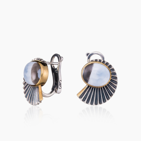 Серебряные серьги «Агатовый Веер»