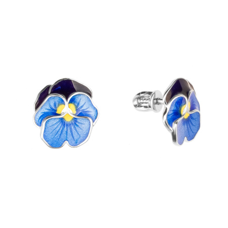 Серьги «Анютины глазки» из серебра с эмалью