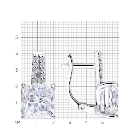 Серьги из серебра с фианитами