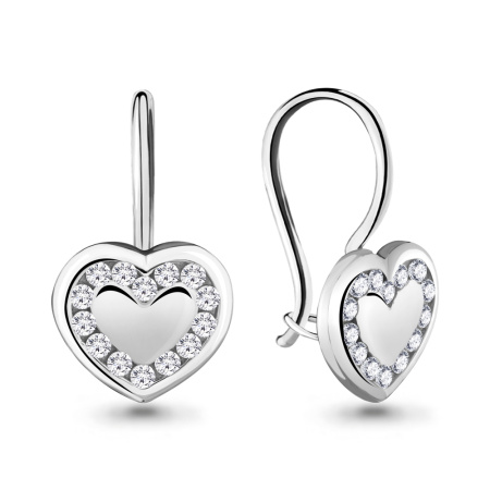 Серебряные серьги «Сердечки» с фианитами