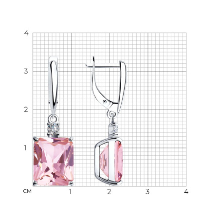 Серьги из серебра с ситаллом и фианитами