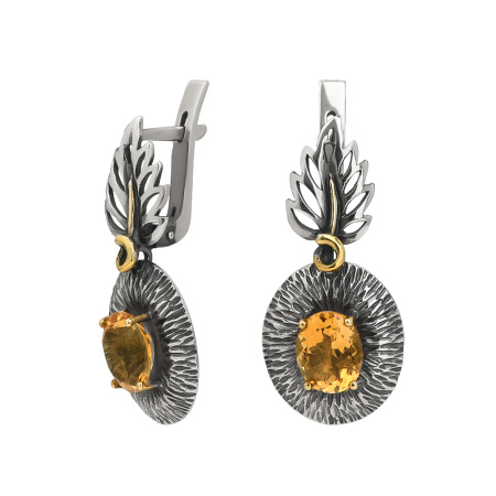 Серьги из серебра с цитрином