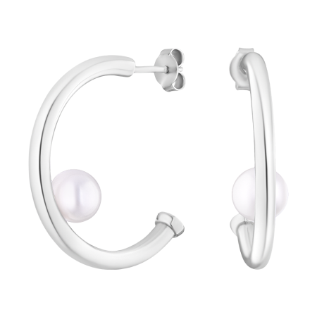 Серьги конго из серебра с жемчугом