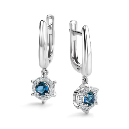 Серебряные серьги с топазом и фианитами