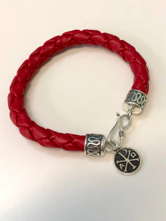 Кожаный браслет "Хризма" красный